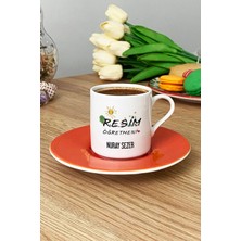 Hedizu Kişiye Özel Resim Öğretmeni Türk Kahvesi Fincanı Turuncu Öğretmenler Günü Hediyesi