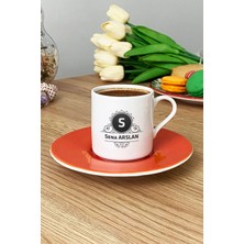Hedizu Kişiye Özel Baş Harf Isim Soyisim Yazılı Türk Kahvesi Fincanı Turuncu Doğum Günü Hediyesi
