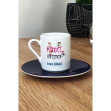 Hedizu Kişiye Özel Rehber Öğretmeni Türk Kahvesi Fincanı Lacivert Öğretmenler Günü Hediyesi