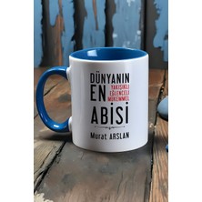 Hedizu Kişiye Özel Abi Kupa Bardak Mavi Ağabeye Babalar Günü Hediyesi