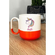 Hedizu Kişiye Özel Unicorn Pro Kupa Bardak Turuncu Arkadaşa Doğum Günü Hediyesi