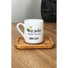 Hedizu Kişiye Özel Resim Öğretmeni Türk Kahvesi Fincanı Ahşap Altlıklı Öğretmenler Günü Hediyesi