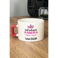 Hedizu Kişiye Özel Seni Seviyorum Annem Lüks Fincan Turuncu Anneye Doğum Günü Hediyesi