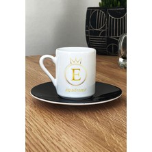Hedizu Kişiye Özel Baş Harf ve Isim Yazılı Isme Özel Türk Kahvesi Fincanı Siyah Yeni Iş Hediyesi