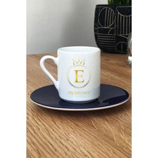 Hedizu Kişiye Özel Baş Harf ve Isim Yazılı Isme Özel Türk Kahvesi Fincanı Lacivert Yeni Iş Hediyesi