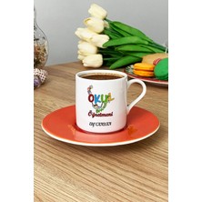 Hedizu Kişiye Özel Okul Öncesi Öğretmeni -2- Türk Kahvesi Fincanı Turuncu