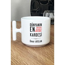 Hedizu Kişiye Özel Erkek Kardeş Kupa Bardak T Kulplu Beyaz Erkek Kardeşe Doğum Günü Hediyesi