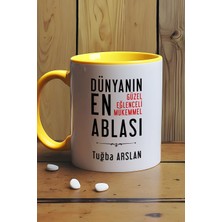 Hedizu Kişiye Özel Abla Kupa Bardak Sarı Ablaya Doğum Günü Hediyesi