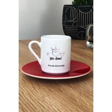 Hedizu Kişiye Özel Anneye Yılbaşı Hediyesi Türk Kahvesi Fincanı Kırmızı Yılın Annesi