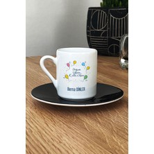Hedizu Kişiye Özel Doğum Günü Hediyesi Türk Kahvesi Fincanı Siyah Isme Özel