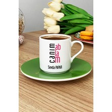 Hedizu Kişiye Özel Canım Ablam Türk Kahvesi Fincanı Yeşil Ablaya Doğum Günü Hediyesi