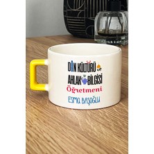 Hedizu Kişiye Özel Din Kültürü Öğretmeni Lüks Fincan Sarı Öğretmenler Günü Hediyesi