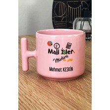 Hedizu Kişiye Özel Mali Işler Müdürü Pastel T Kulplu Kupa Bardak Pembe