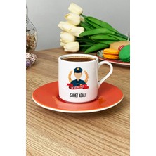 Hedizu Kişiye Özel Erkek Polis Türk Kahvesi Fincanı Turuncu Polisler Günü Hediyesi