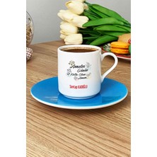 Hedizu Kişiye Özel Anneler Günü Hediyesi Türk Kahvesi Fincanı Mavi Anneye Hediye