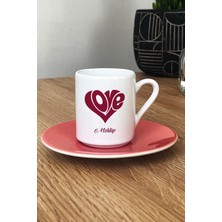 Hedizu Kişiye Özel Isme Özel Love Türk Kahvesi Fincanı Pembe Sevgiliye Hediye