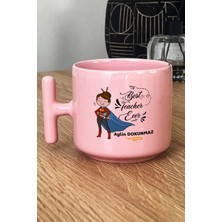 Hedizu Kişiye Özel Kadın Sınıf Öğretmeni Pastel T Kulplu Kupa Bardak Pembe Öğretmenler Günü Hediyesi