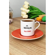 Hedizu Kişiye Özel Odyolog Türk Kahvesi Fincanı Turuncu Tıp Bayramı Hediyeleri