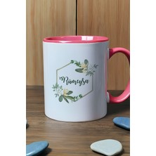 Hedizu Kişiye Özel Çiçekli Isme Özel Kupa Bardak Pembe Arkadaşa Kardeşe Anneye Ablaya Hediye