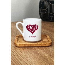 Hedizu Kişiye Özel Isme Özel Love Türk Kahvesi Fincanı Ahşap Altlıklı Sevgiliye Hediye