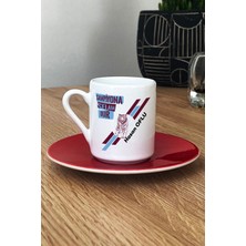 Hedizu Kişiye Özel Bordo Mavi Taraftar Türk Kahvesi Fincanı Kırmızı Abiye Babaya Sevgiliye Arkadaşa Hediye