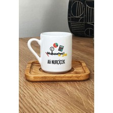 Hedizu Kişiye Özel Muhasebeci Türk Kahvesi Fincanı Ahşap Altlıklı