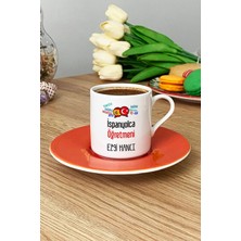 Hedizu Kişiye Özel Ispanyolca Öğretmeni -2- Türk Kahvesi Fincanı Turuncu Öğretmenler Günü Hediyesi