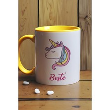Hedizu Kişiye Özel Unicorn Kupa Bardak Sarı Arkadaşa Doğum Günü Hediyesi