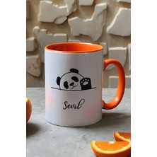 Hedizu Kişiye Özel Sevimli Panda Kupa Bardak Turuncu Pandalı Hediye