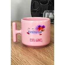 Hedizu Kişiye Özel Estesiyen Pastel T Kulplu Kupa Bardak Pembe Isme Özel Tıp Bayramı Hediyeleri