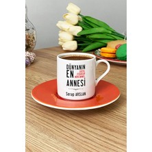 Hedizu Kişiye Özel Anneye Hediye Türk Kahvesi Fincanı Turuncu Annelere Doğum Günü Hediyesi