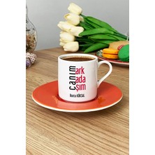 Hedizu Kişiye Özel Canım Arkadaşım Türk Kahvesi Fincanı Turuncu Arkadaşa Hediye