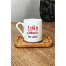 Hedizu Kişiye Özel Annem Birtanemsin Türk Kahvesi Fincanı Ahşap Altlıklı Doğum Günü Hediyesi