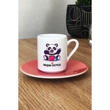 Hedizu Kişiye Özel Sevimli Panda Türk Kahvesi Fincanı Pembe Arkadaşa Doğum Günü Hediyesi