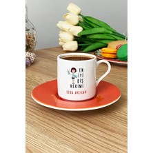 Hedizu Kişiye Özel Kadın En Iyi Diş Hekimi Türk Kahvesi Fincanı Turuncu