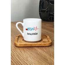 Hedizu Kişiye Özel Hekim Doktor Türk Kahvesi Fincanı Ahşap Altlıklı 14 Mart Tıp Bayramı Hediyesi