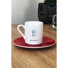 Hedizu Kişiye Özel Doğum Günü Hediyesi Türk Kahvesi Fincanı Kırmızı Arkadaşa Hediye