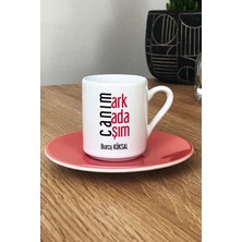 Hedizu Kişiye Özel Canım Arkadaşım Türk Kahvesi Fincanı Pembe Arkadaşa Hediye