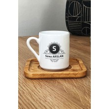 Hedizu Kişiye Özel Baş Harf Isim Soyisim Yazılı Türk Kahvesi Fincanı Ahşap Altlıklı Doğum Günü Hediyesi