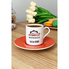 Hedizu Kişiye Özel Otomotiv Mühendisi Türk Kahvesi Fincanı Turuncu Mühendisler Günü Hediyesi