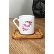 Hedizu Kişiye Özel Çiçekli Isim Yazan Türk Kahvesi Fincanı Ahşap Altlıklı Arkadaşa Doğum Günü Hediyesi