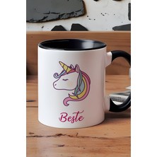Hedizu Kişiye Özel Unicorn Kupa Bardak Siyah Arkadaşa Doğum Günü Hediyesi
