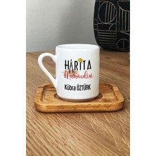 Hedizu Kişiye Özel Harita Mühendisi Türk Kahvesi Fincanı Ahşap Altlıklı Mühendisler Günü Hediyesi