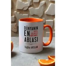 Hedizu Kişiye Özel Abla Kupa Bardak Turuncu Ablaya Doğum Günü Hediyesi