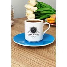 Hedizu Kişiye Özel Baş Harf Isim Soyisim Yazılı Türk Kahvesi Fincanı Mavi Doğum Günü Hediyesi