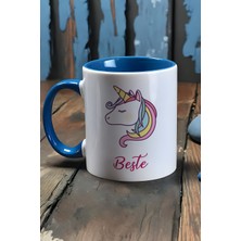 Hedizu Kişiye Özel Unicorn Kupa Bardak Mavi Arkadaşa Doğum Günü Hediyesi