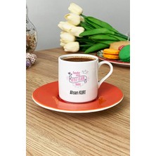 Hedizu Kişiye Özel Anneler Günü -2- Hediyesi Türk Kahvesi Fincanı Turuncu