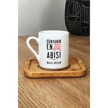 Hedizu Kişiye Özel Abi Türk Kahvesi Fincanı Ahşap Altlıklı Ağabeye Babalar Günü Hediyesi