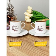 Hedizu Kişiye Özel Çiçek Tasarımlı Isme Özel Türk Kahvesi Fincanı Beyaz Isim Soyisim Yazılı