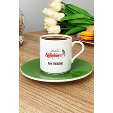 Hedizu Kişiye Özel Kütüphaneci Türk Kahvesi Fincanı Yeşil